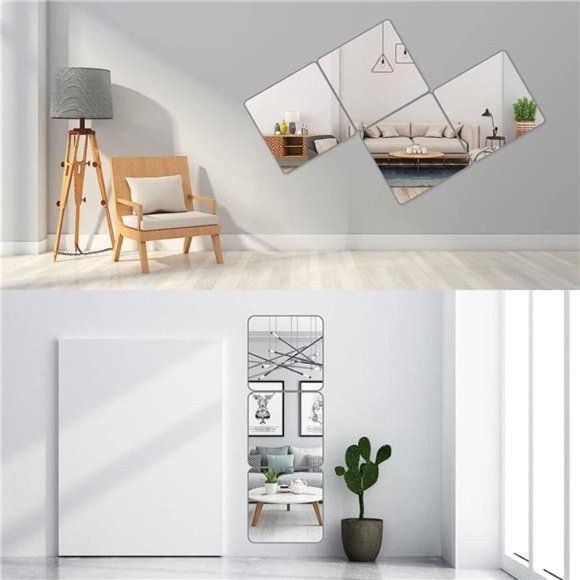 Full Length Mirror Unbreakable Gym Mirrors for Home Gym, 12"X12"X0.12", 4 Pcs - Picture 5 of 6